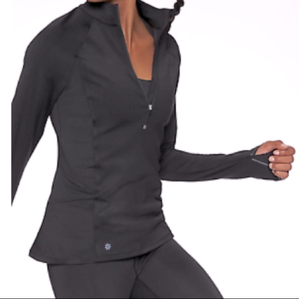 Athleta Run Free Half Zip Long Sleeve Top Black S